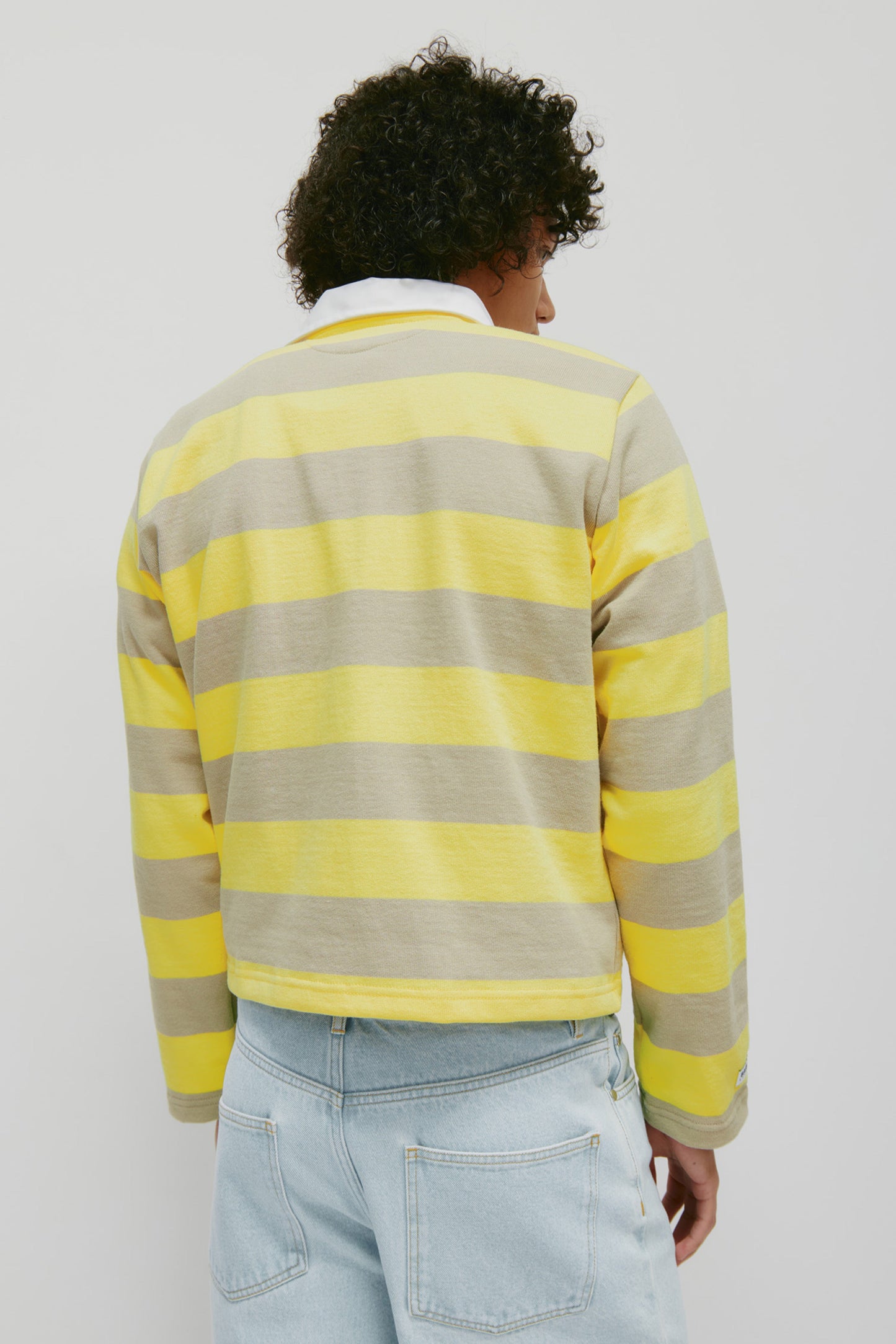 Shrunken Rugby Shirt in Lemon/Taupe